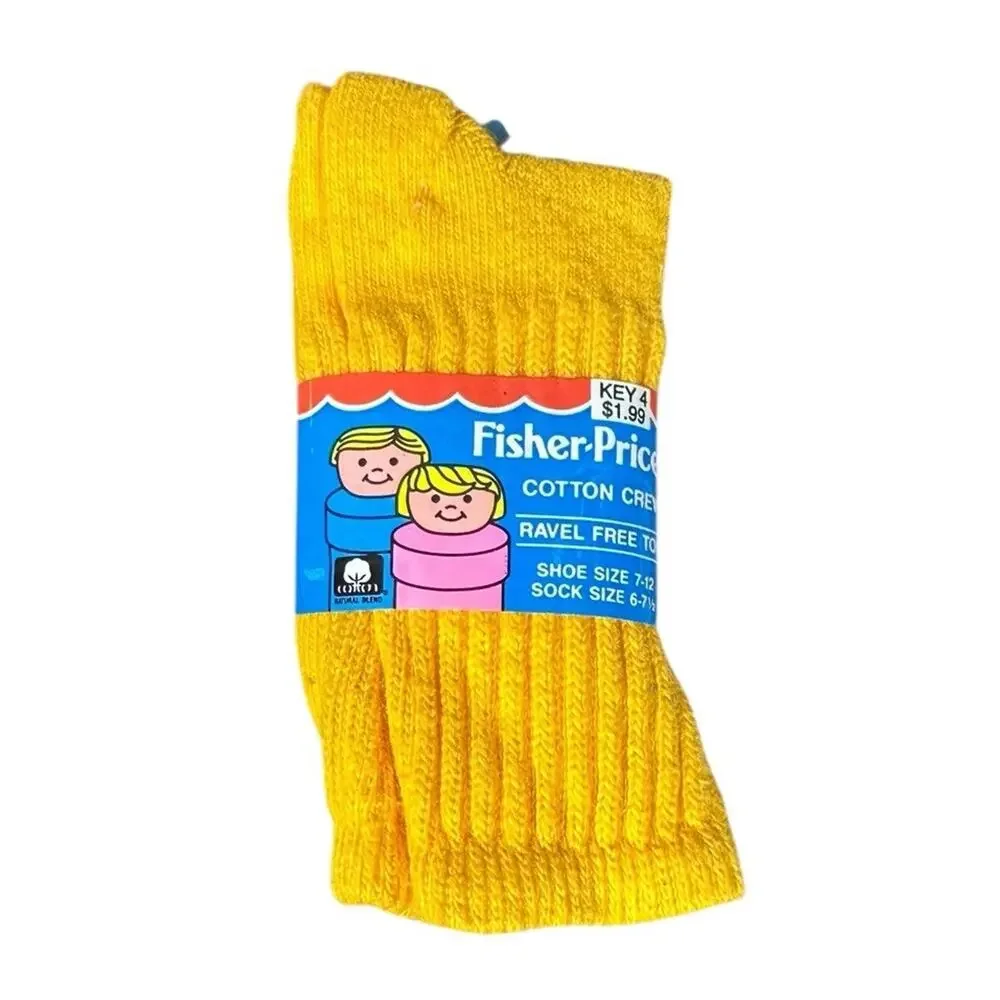 Vtg Fisher Price 90s Toddler Boys Solid‎ Color Cotton Crew Socks 4 Pr Size 7-12
